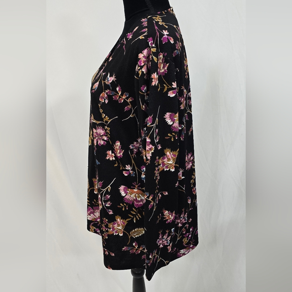 Susan Graver women XL blouse floral v-neck long sleeve dark fairy cottgecore - Picture 6 of 8